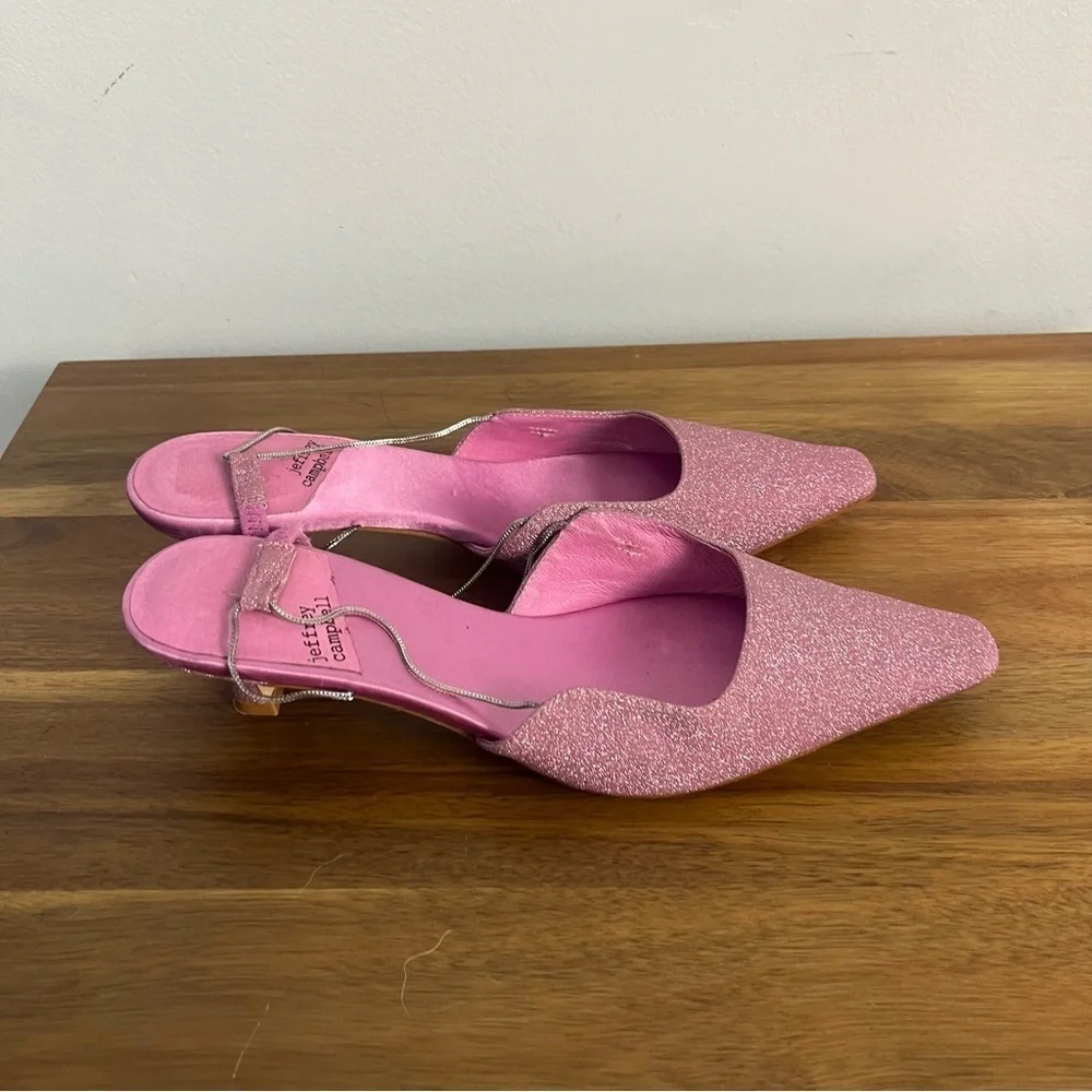 Jeffrey Campbell Sparkly Heels Sequins Pink Glitter Strap Womens Shoes Zeta 7.5